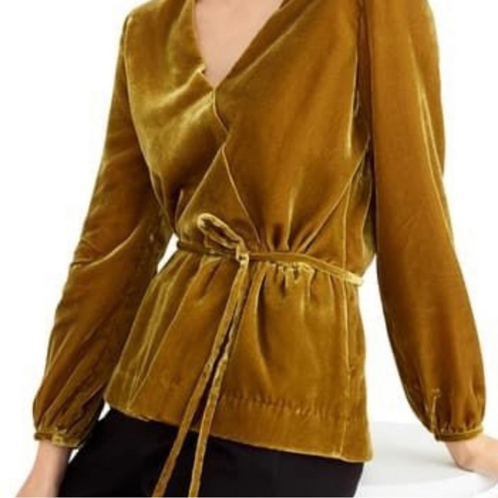 J. Crew‎ Faux-wrap top Blouse draped velvet J4962 2
